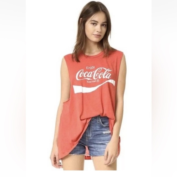 WILDFOX Coca-Cola Printed Oversized Red Tank Top Women’s Size Medium/large EUC - Picture 1 of 7